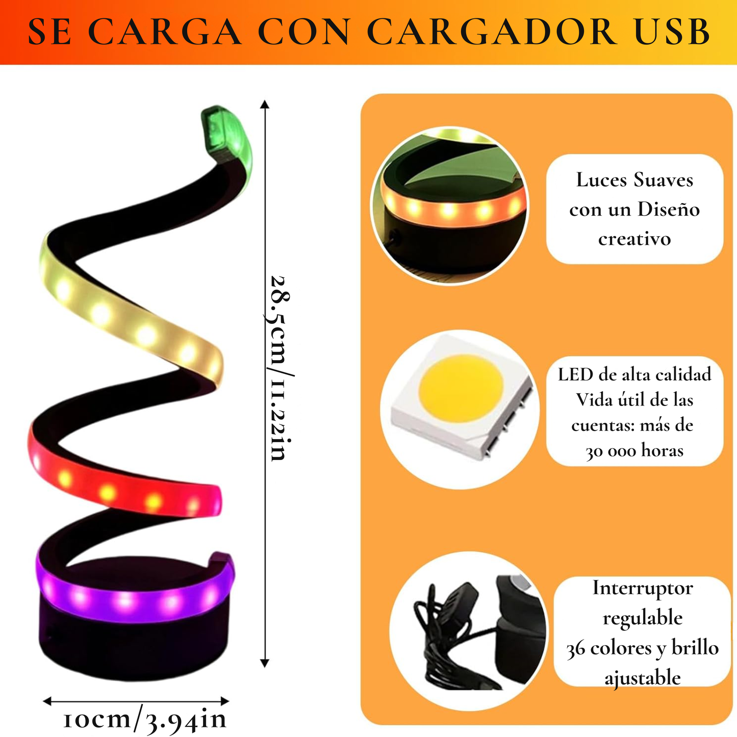 Lámpara Espiral Arcoíris